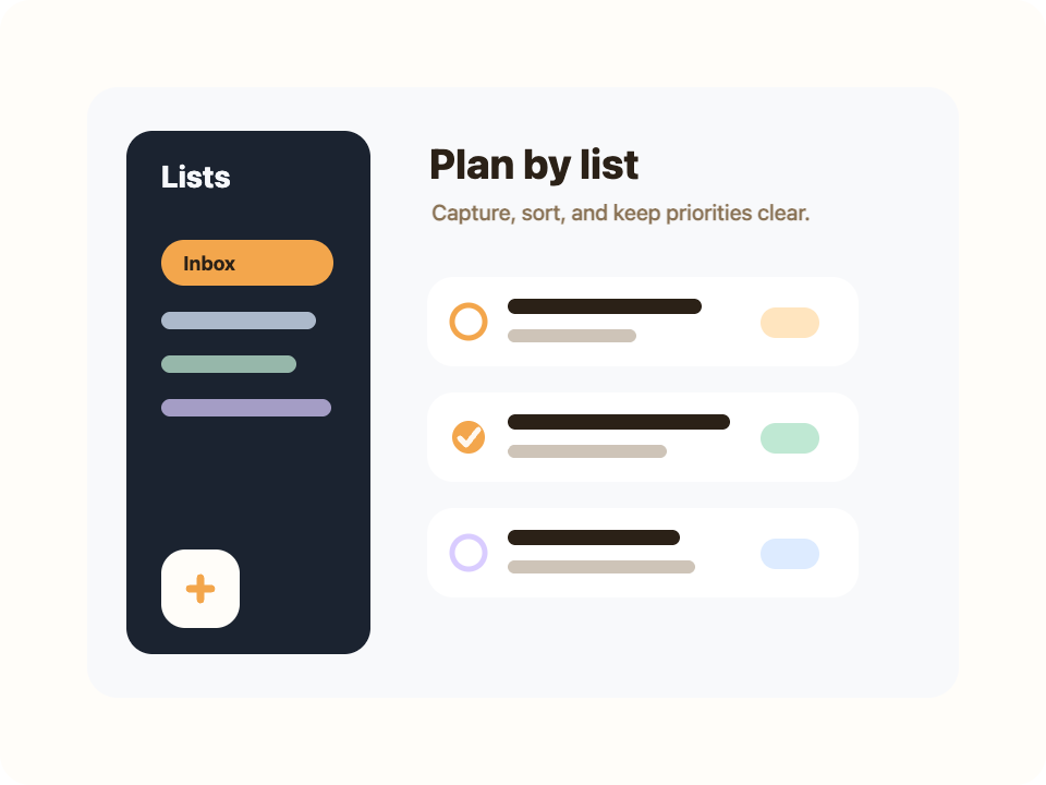 YESTODO planning lists